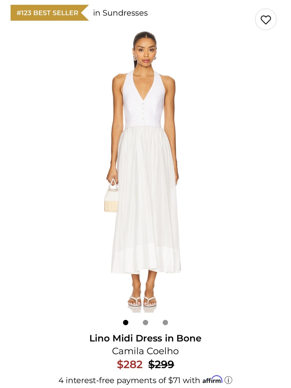 Camila Coelho White Lino Midi Dress